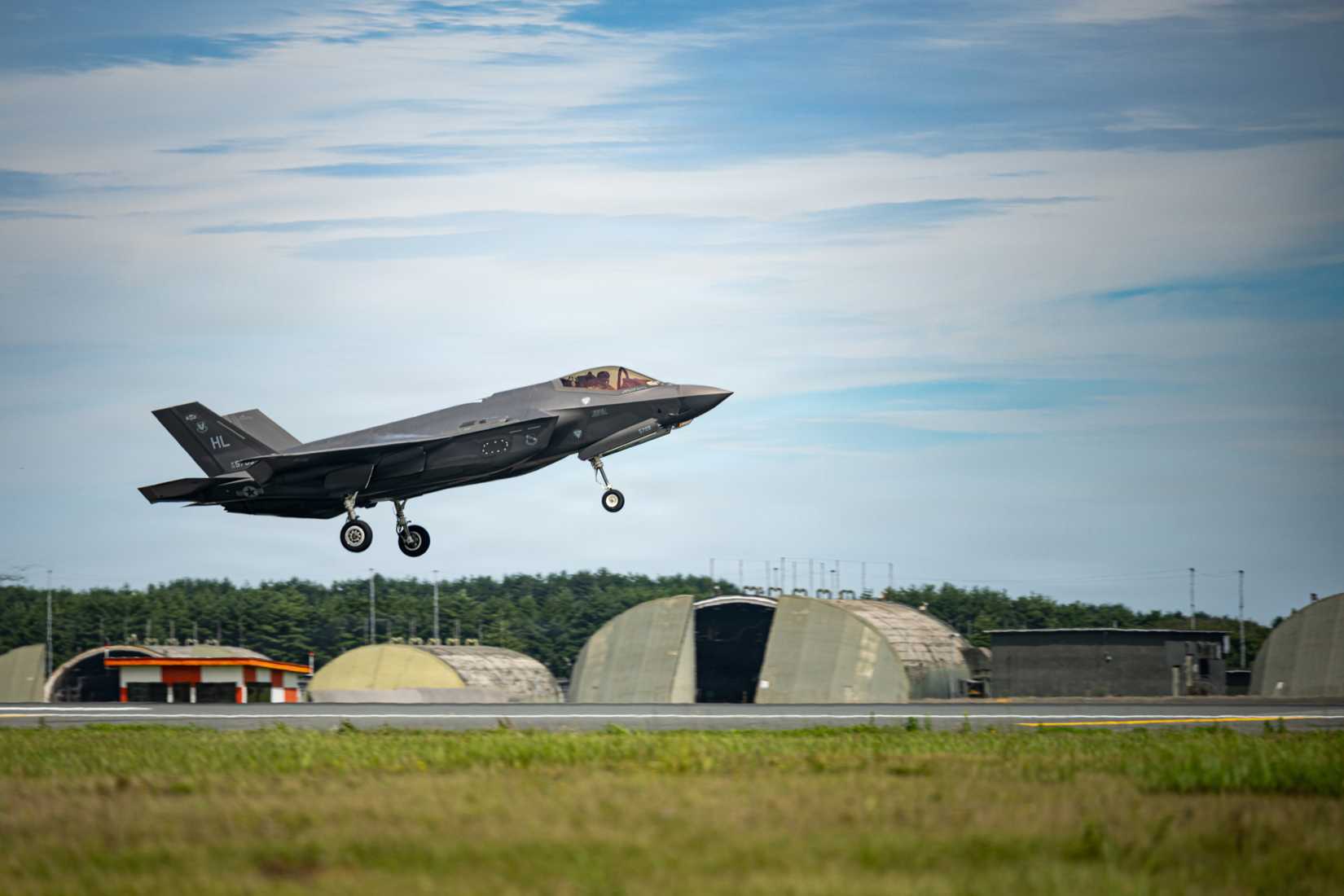 Air Force F-35A Lightning II assigned to the 13th Fighter Squadron takes off in support of RED FLAG-Alaska 26-3