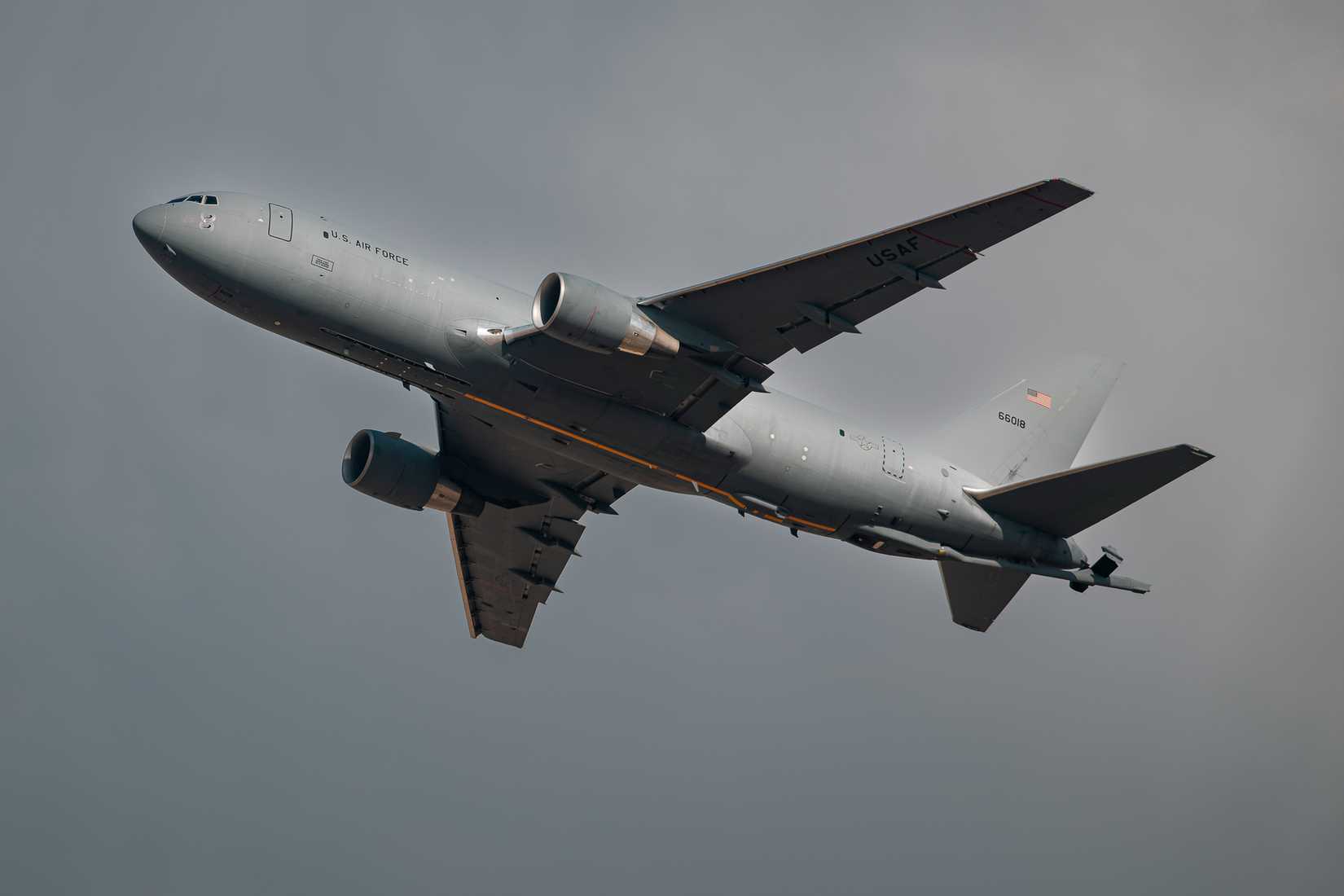 Air Force KC-46 Pegasus aircraft flies over Altus Air Force Base, Oklahoma