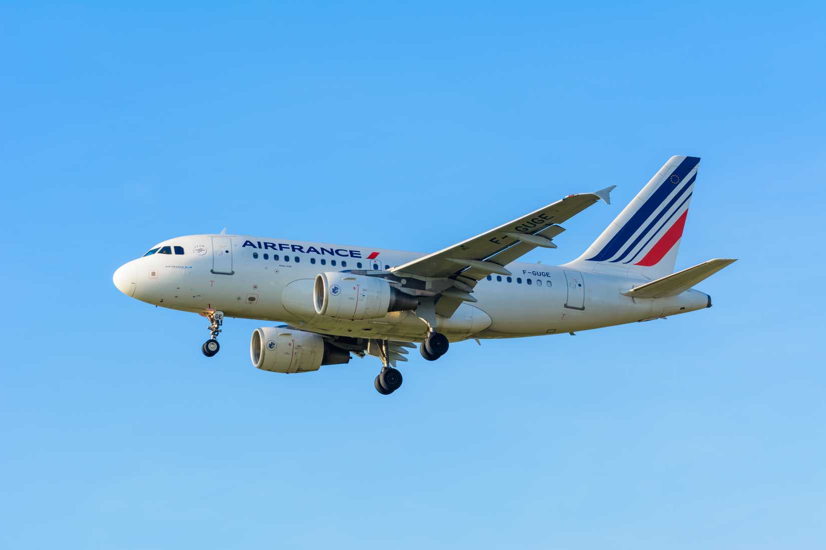Air France Airbus A318-100 in the sky