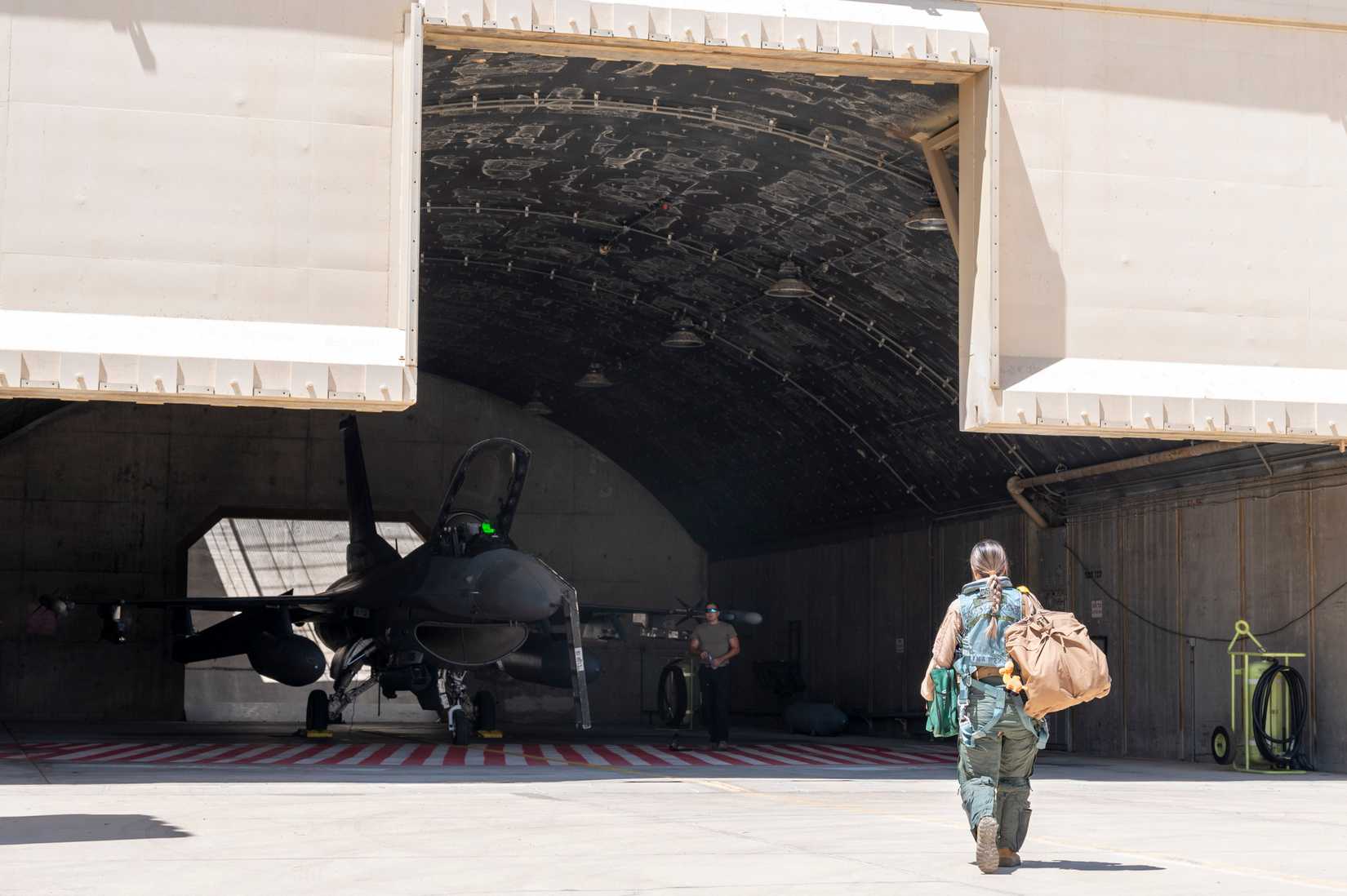 an F-16 Fighting Falcon at Ovda Israel Air Force Base, Israel