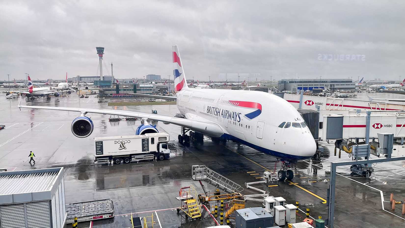 BA A380 on stand at Heathrow