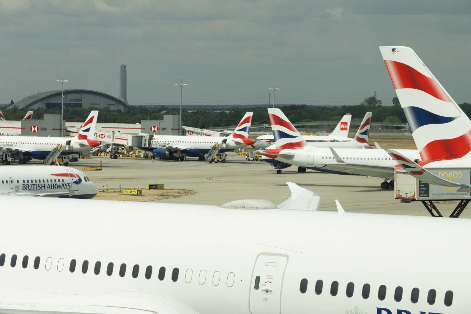 British Airways planes at London Heathrow Airport Terminal