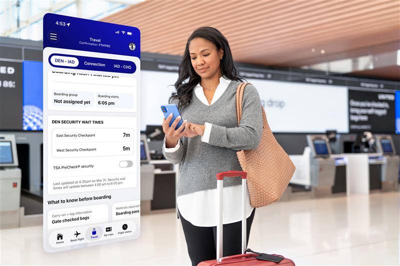 United Airlines TSA tracker mobile app