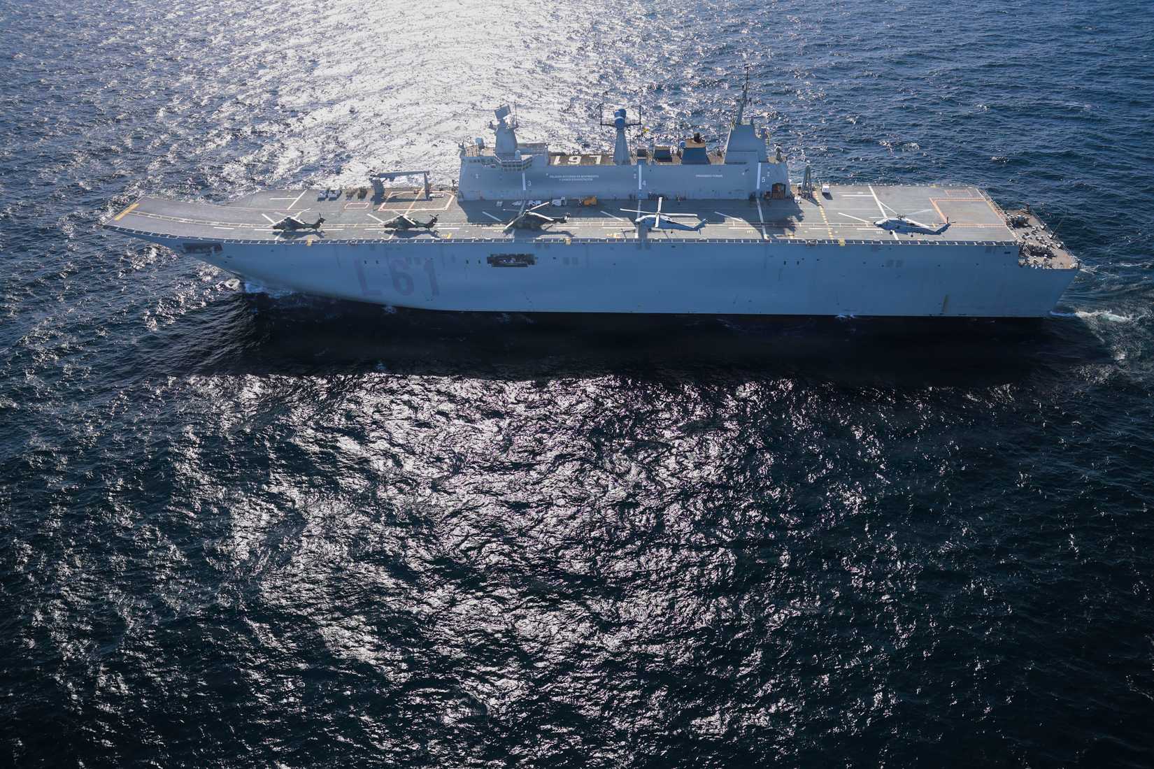 Flight operations aboard the Juan Carlos I-class aircraft carrier landing helicopter dock SPS Juan Carlos I (L 61) 