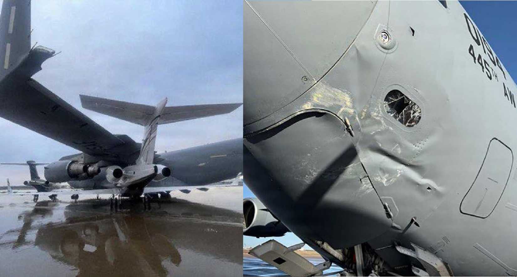 Initial damage to the C-17’s left nose panel required a challenging part replacement, and the aircraft seemed doomed to be non-mission capable for at least two years.