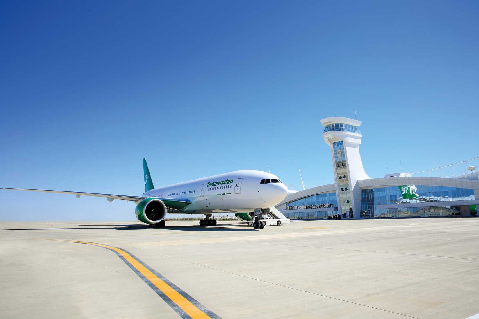 Turkmenistan Airlines plane parked at ashgabat airport