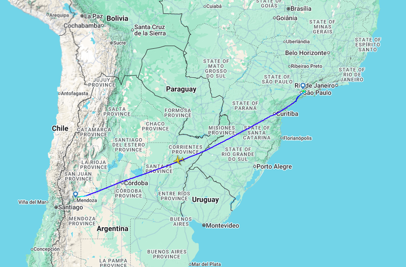 LA8019 Flight Map