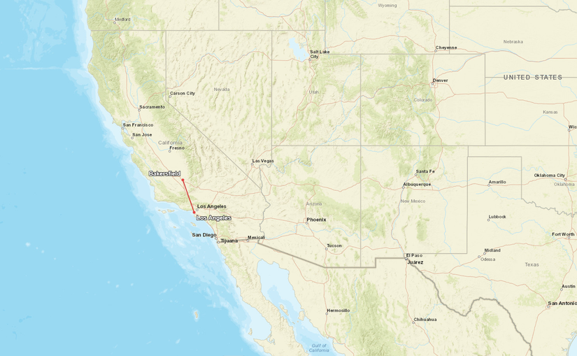 LAX Bakersfield Route Map