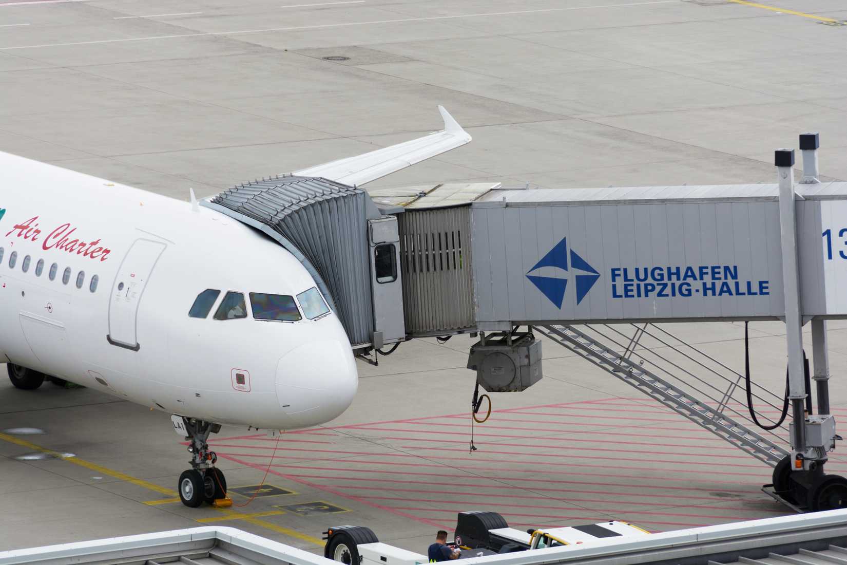Leipzig Airport plane at gate