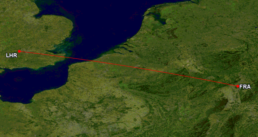 London to Frankfurt route map