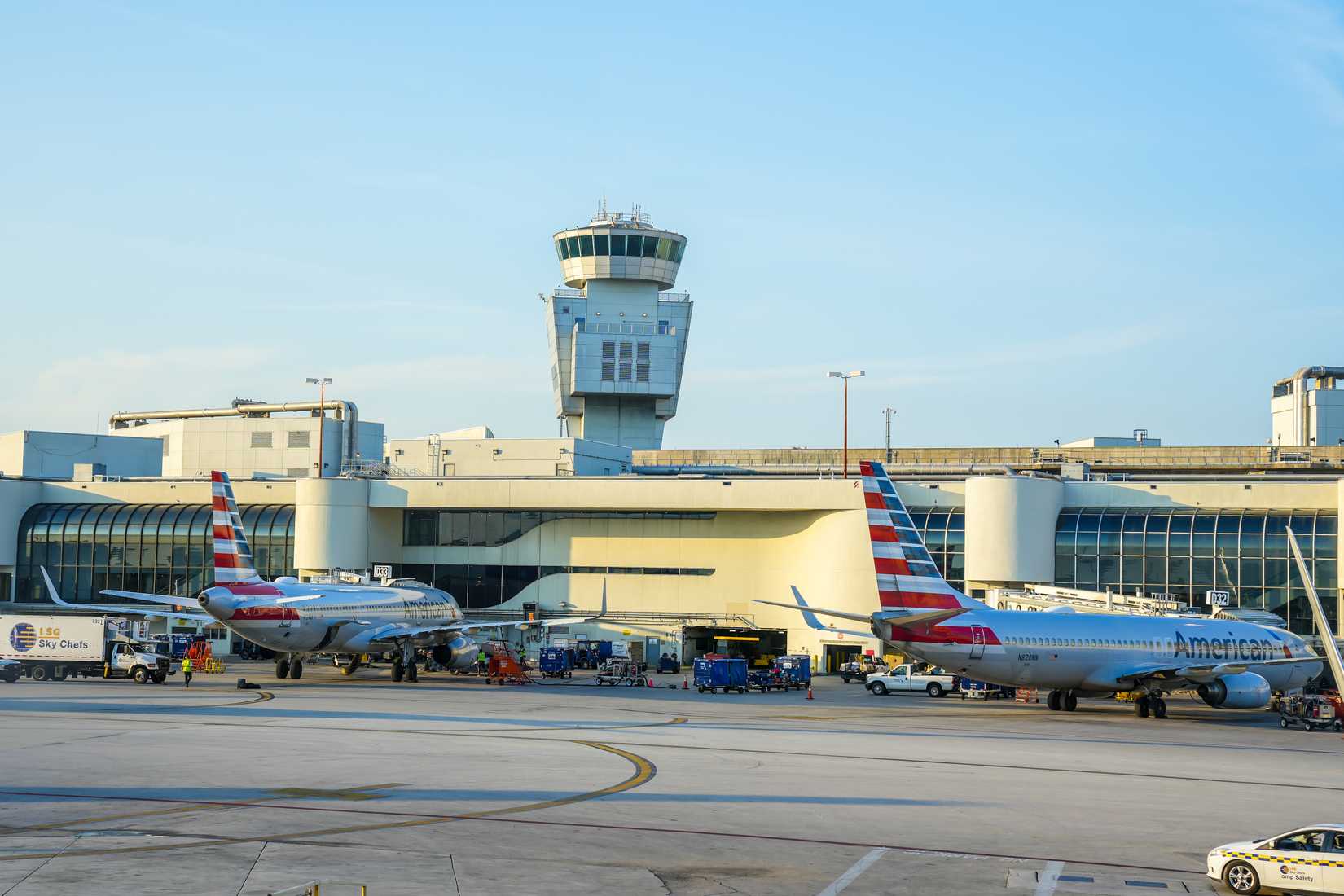 Miami International airport aerial view gates