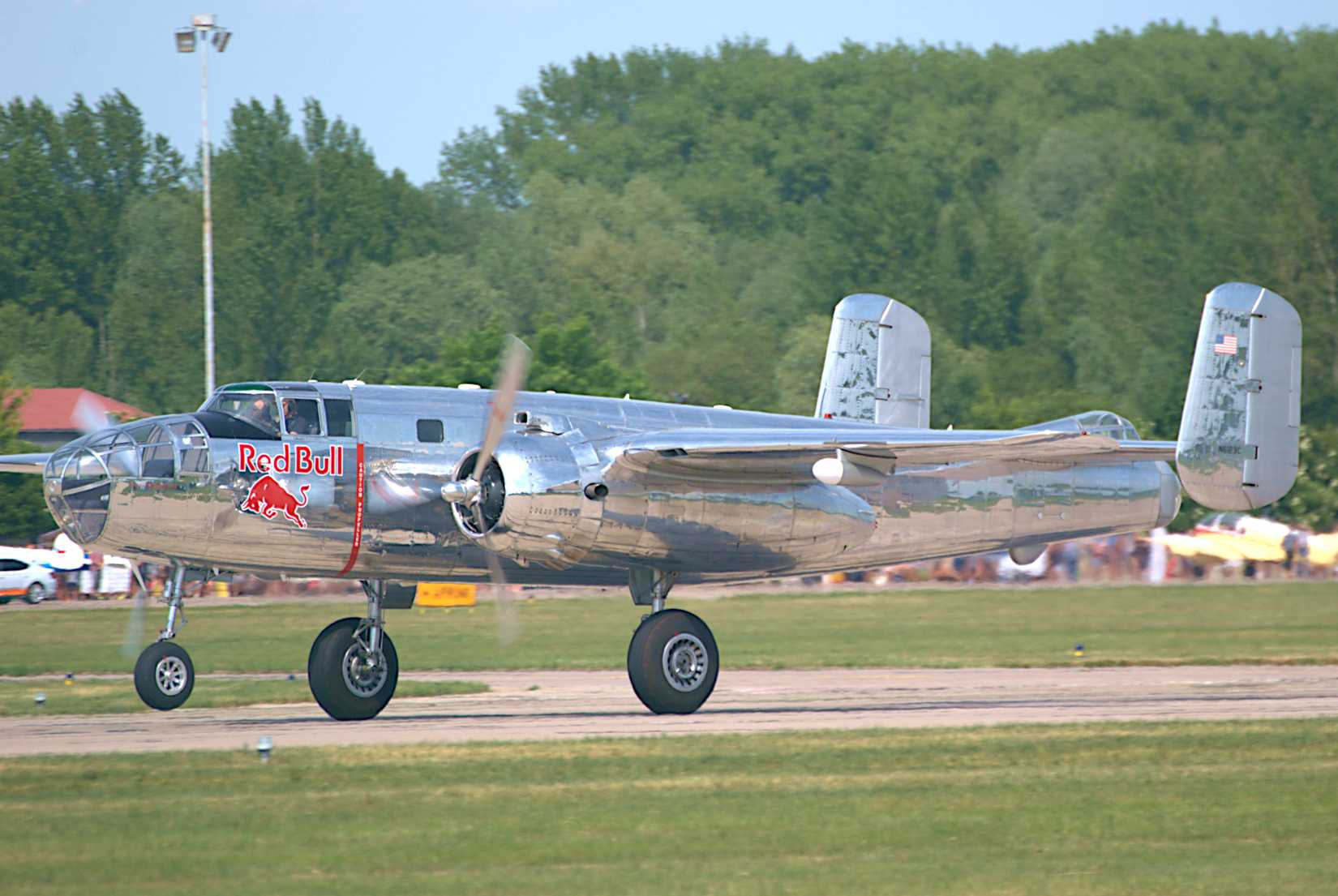 Red Bull's North American B-25 Mitchell at Pardubice Airport, Czech Republic