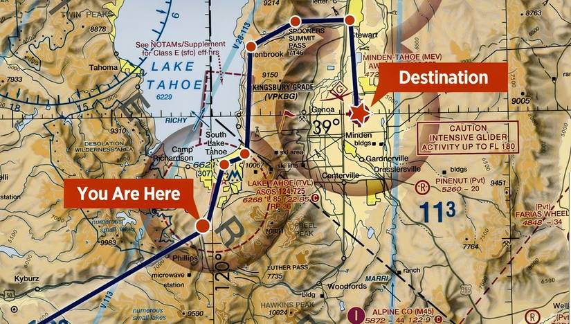 mountain route over Lake Tahoe