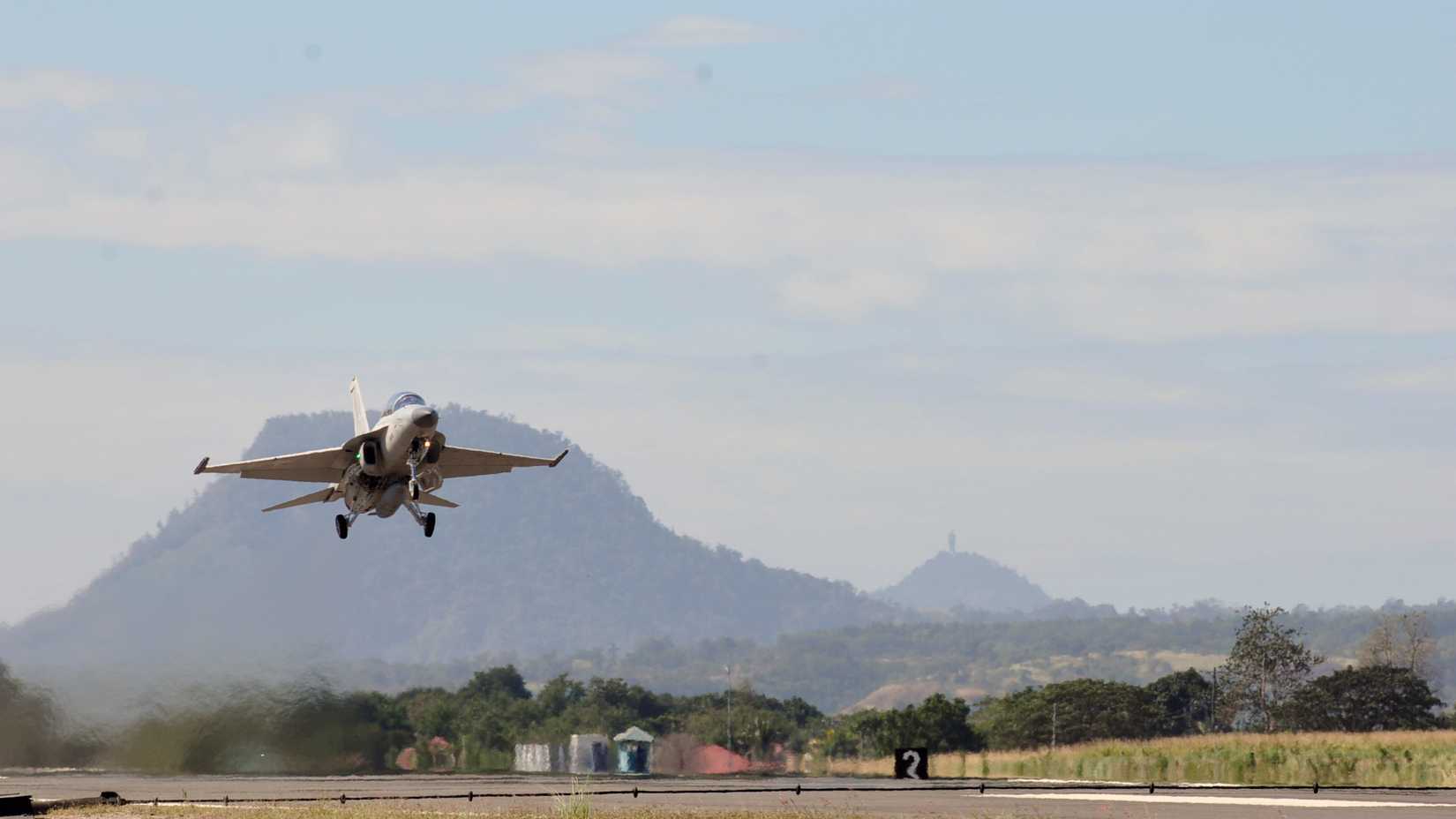 Philippine Air Force FA-50 takes off during the Bilateral Air Contingent Exchange - Philippines (BACE-P) at Cesar Basa Air Base
