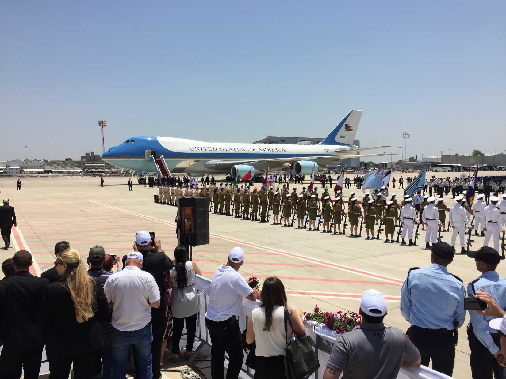 President of the United States Donald J. Trump arrives at Israel's Ben Gurion International Airport