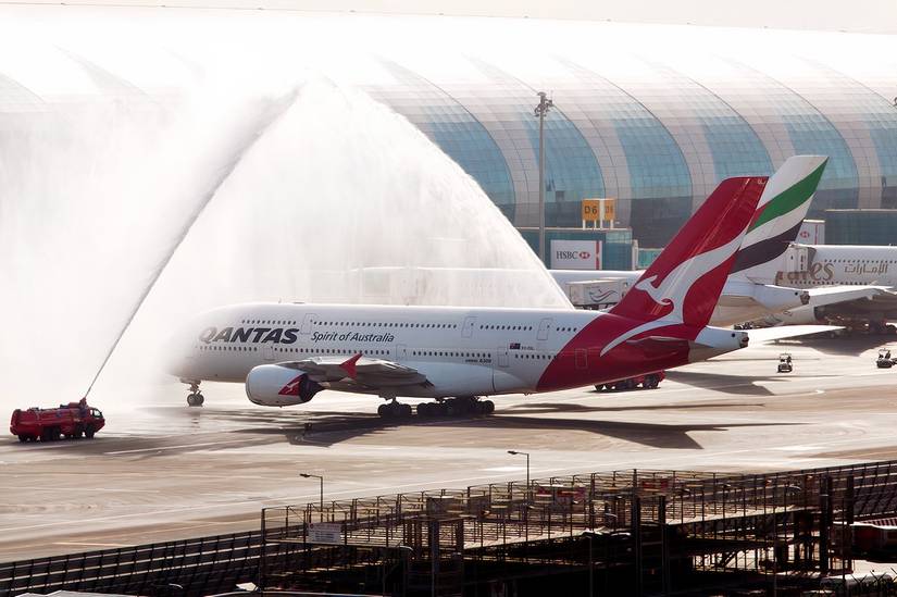 Qantas A380 arrival Dubai
