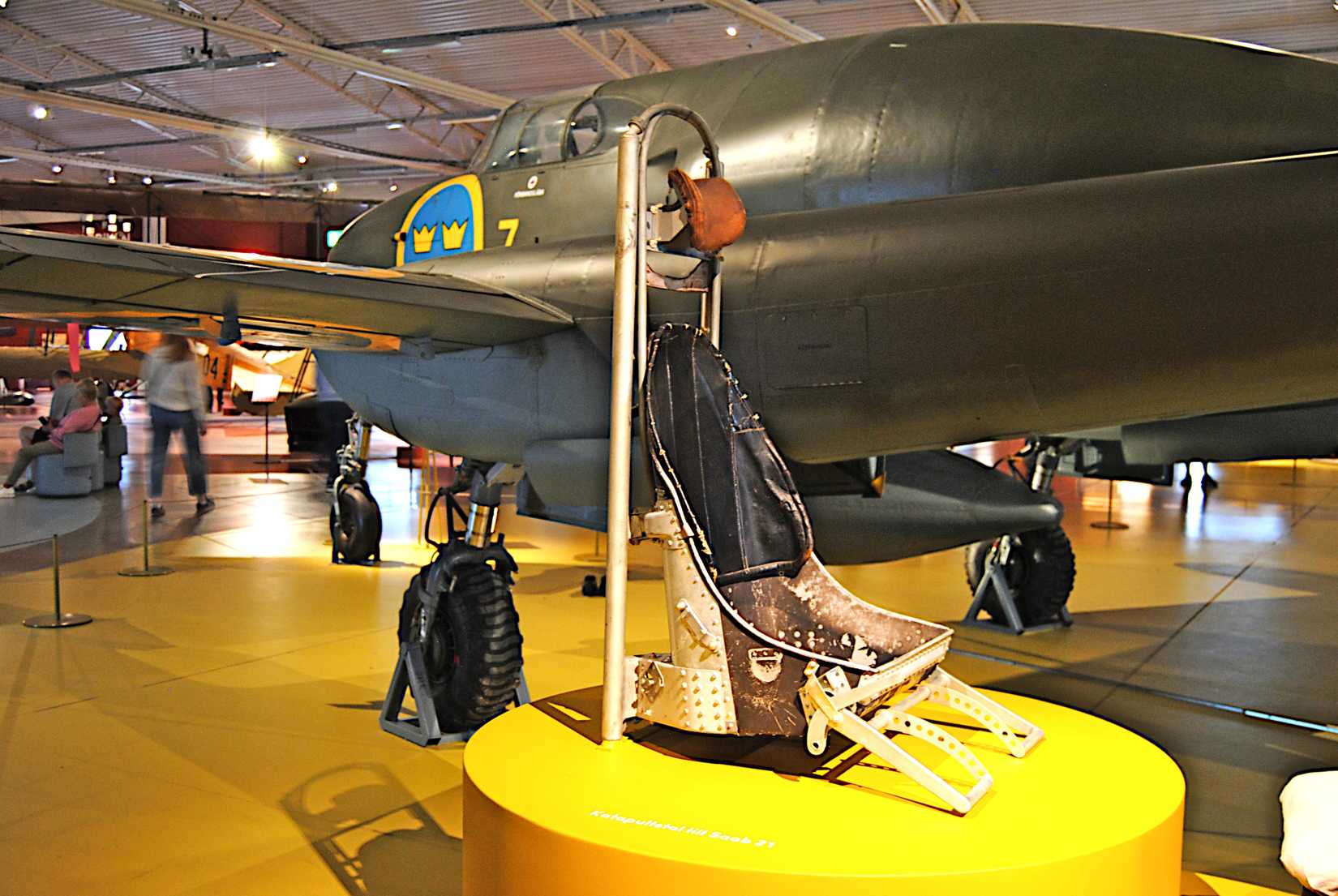 Saab j21 and its ejection seat at Flygvapenmuseum