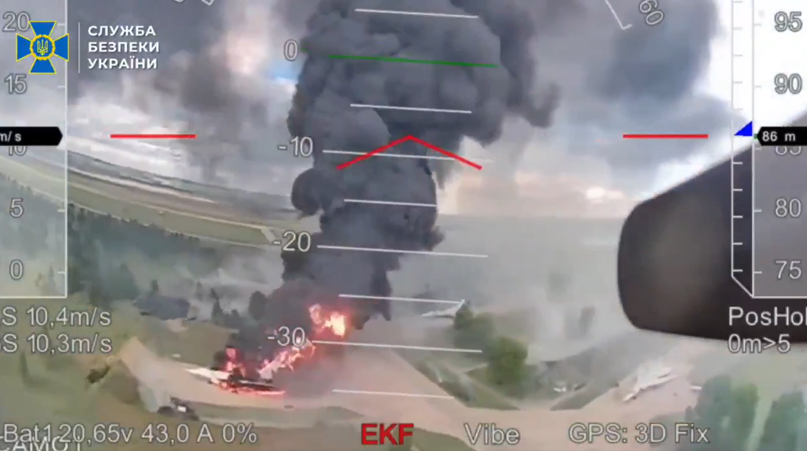 Operation Spiderweb burning Tu-22M3