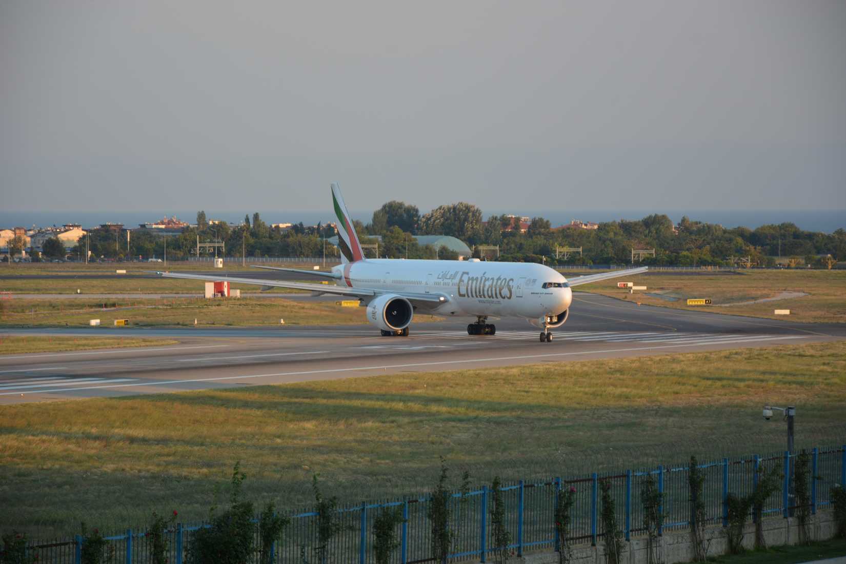 Emirates Boeing 777-300 ER taking off from Istanbul Ataturk Airport