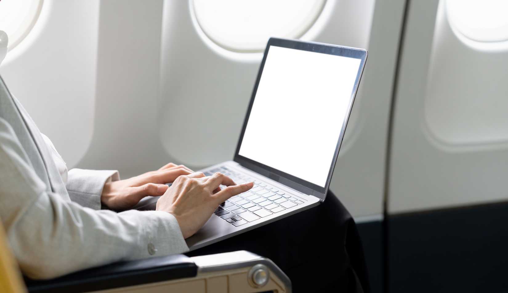 laptop on an aircraft