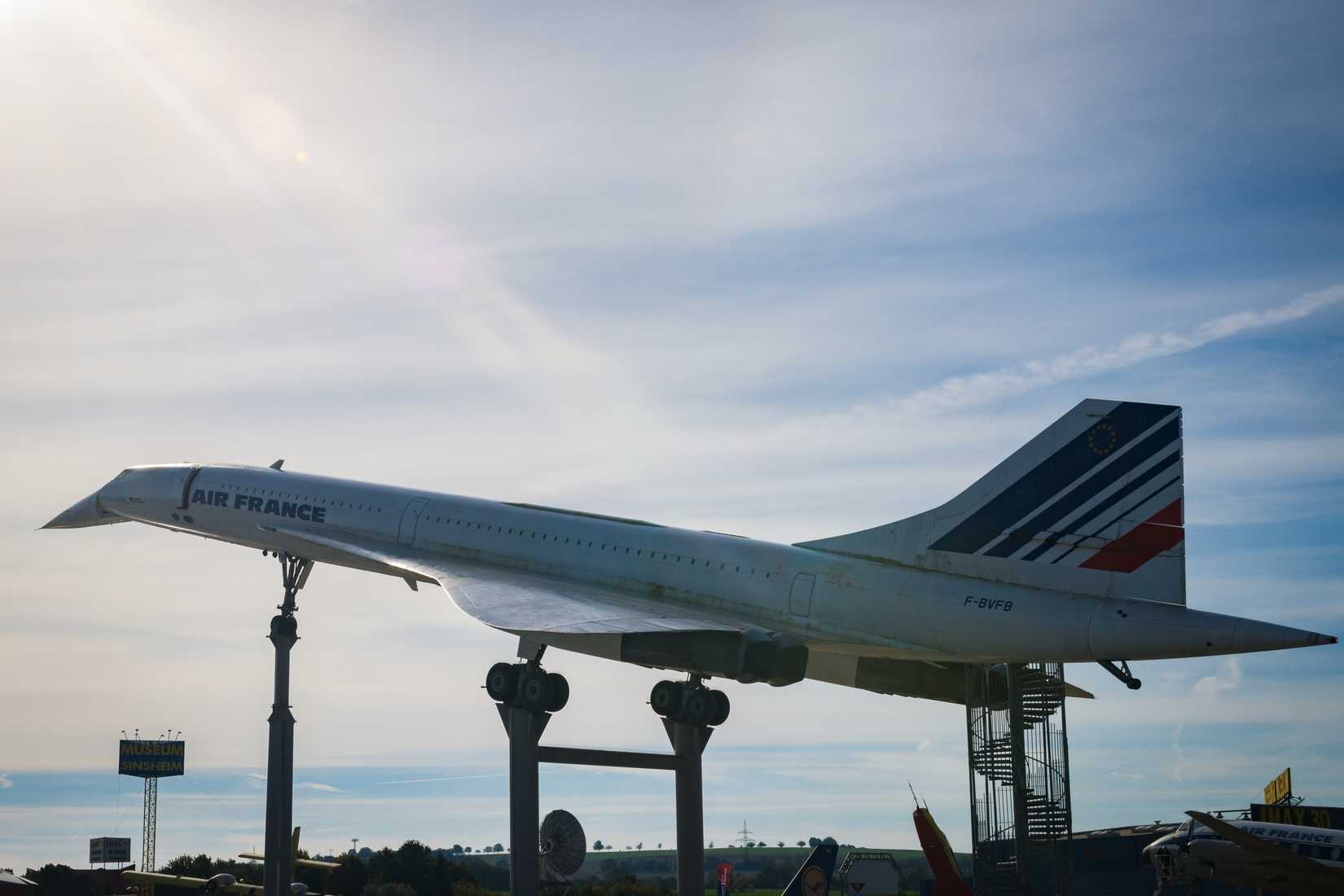  Super sonic airplane Concorde from Air france at museum outdoors