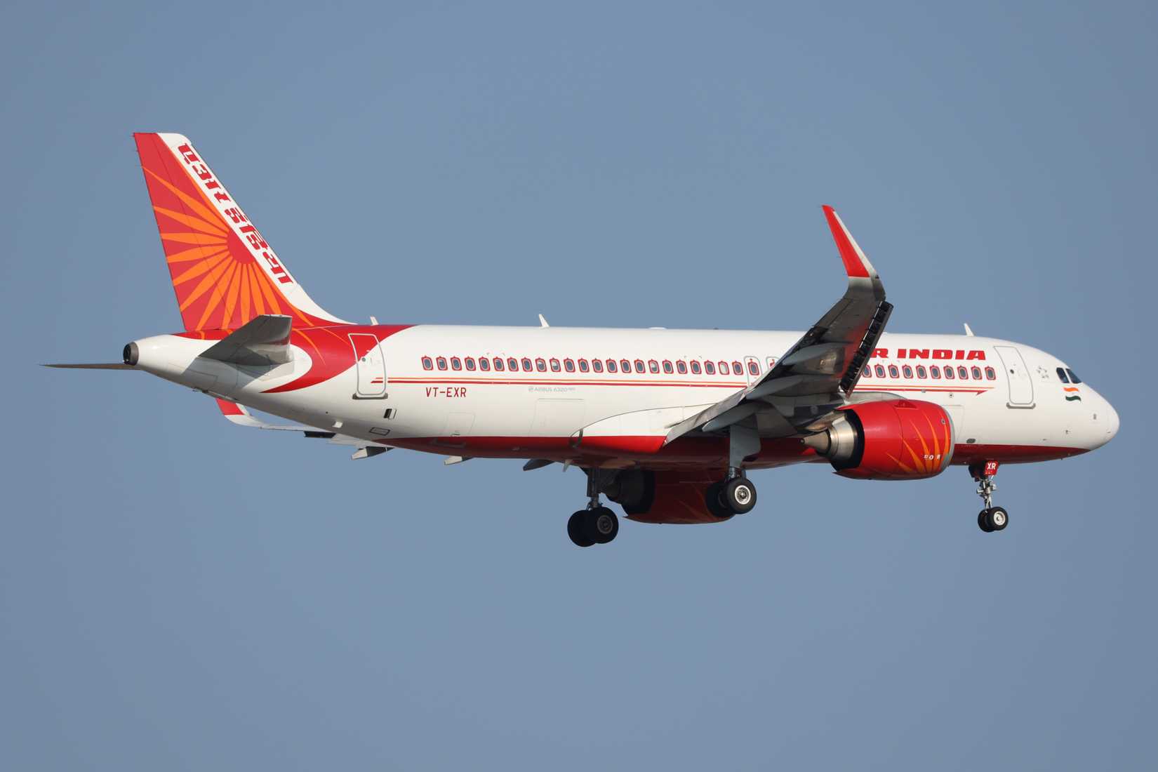 Bangkok Thailand - MAY 01 2024 - Air India Airbus A320neo landing at Suvarnabhumi Airport.