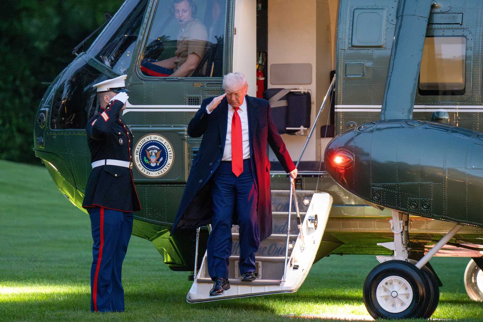 us president donald trump stepping off marine one