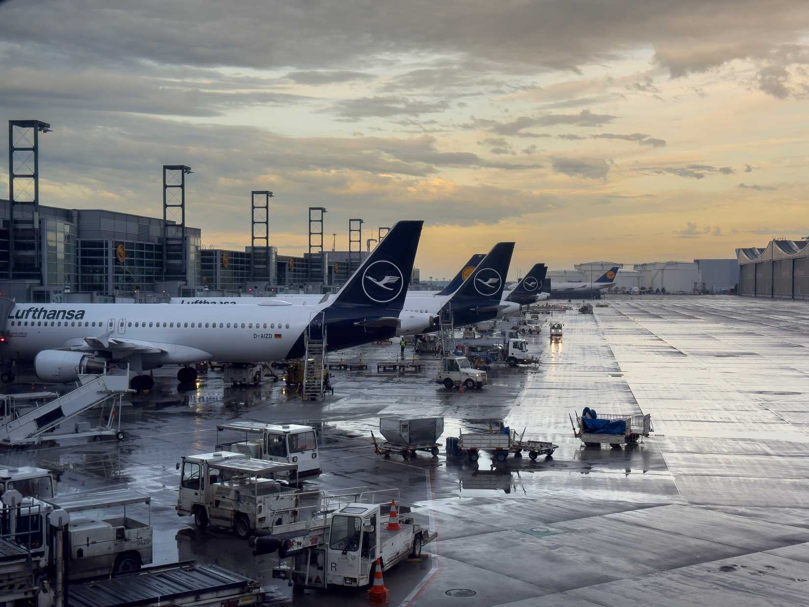 Lufthansa Planes Parked In Frankfurt