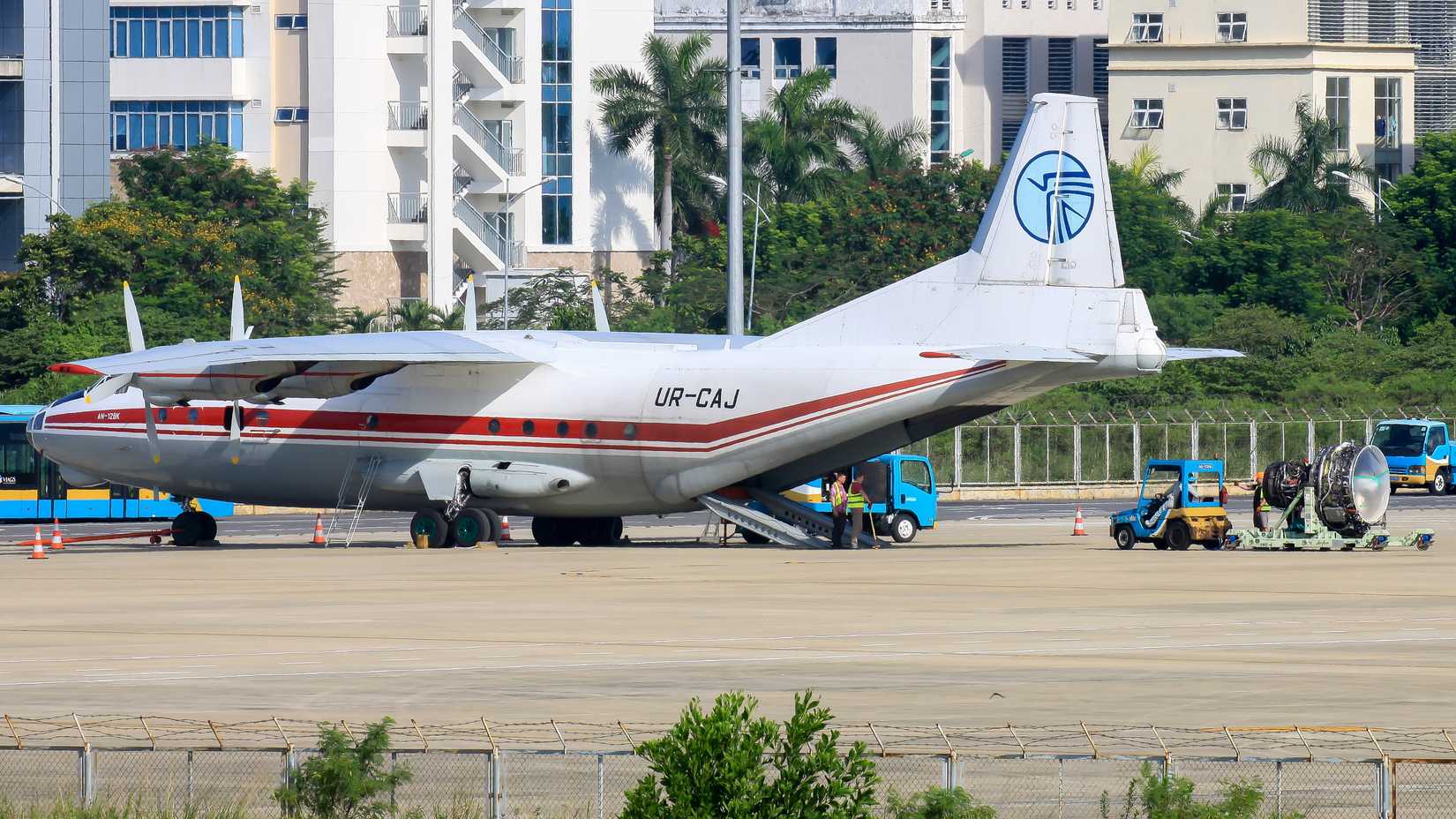 An Antonov An-12BK of Ukraine Air Alliance registered UR-CAJ at Da Nang International Airport.
