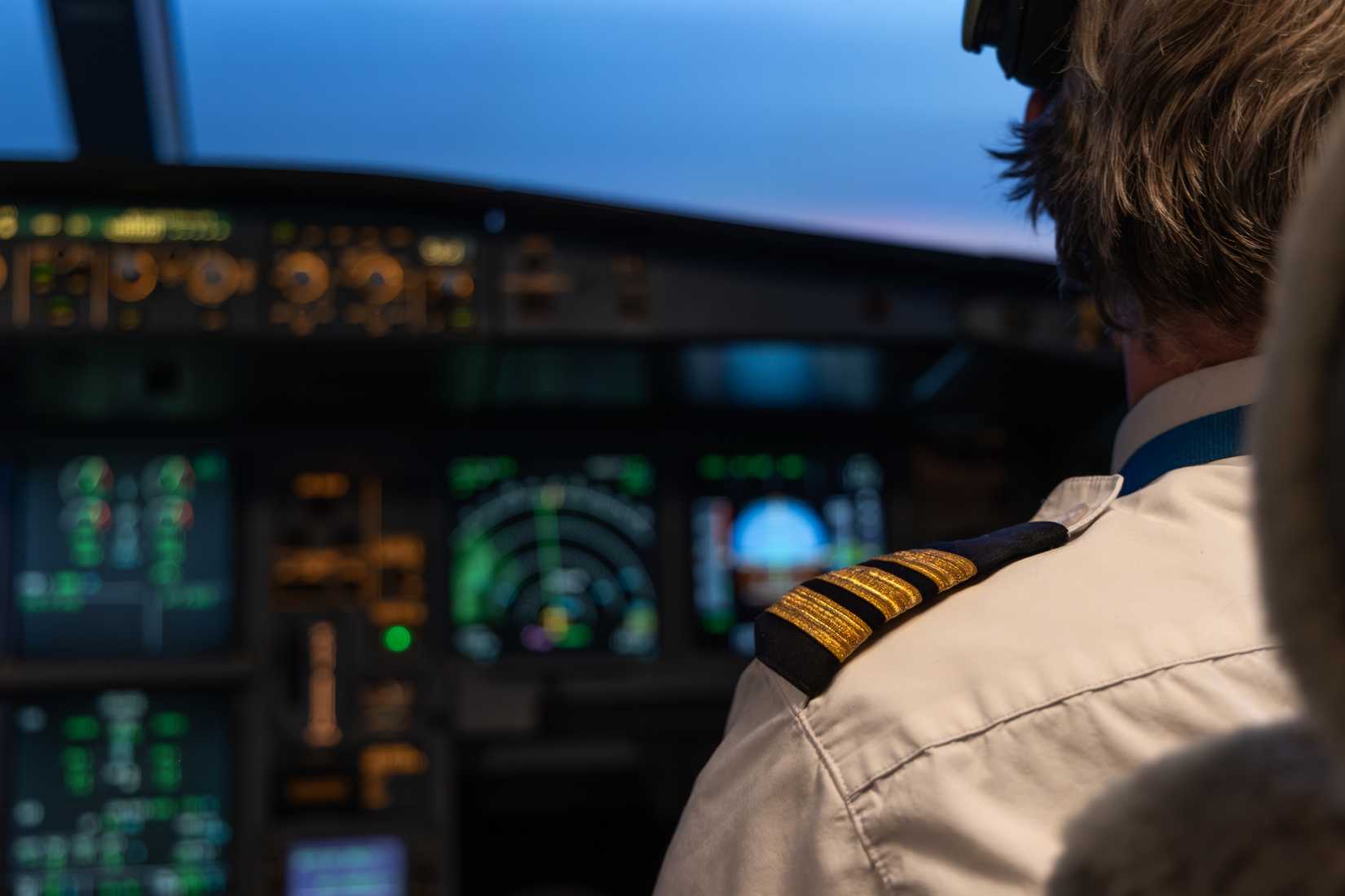Close up of a pilot in the cockpit