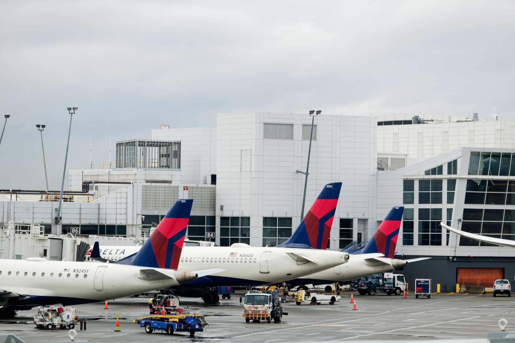 Delta Air Lines Planes Parked At SEA Airport