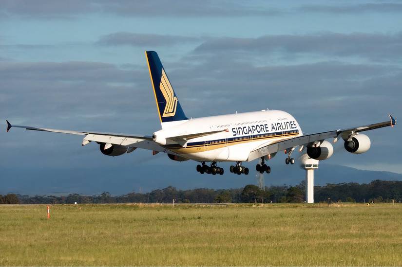 Singapore Airlines A380 about to land