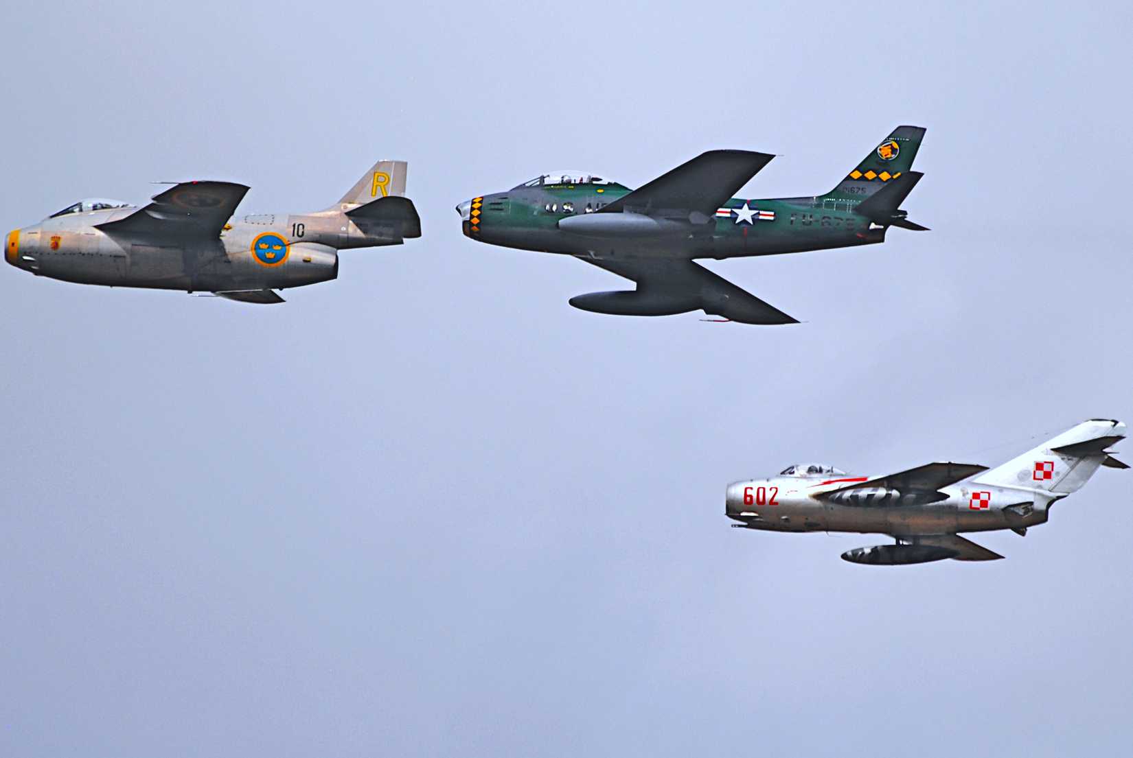 Saab J29 Tunnan, North American F-86 Sabre and PZL/Mielec Lim-2 