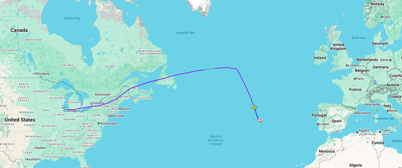 SWISS 777 Azores Diversion