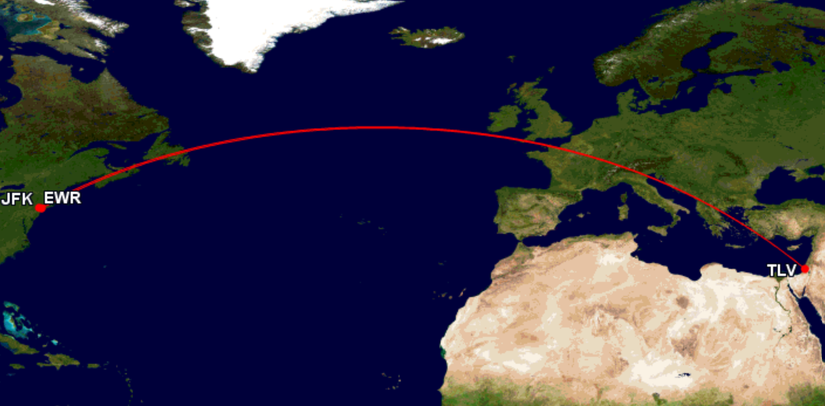 Tel Aviv to New York flight routes