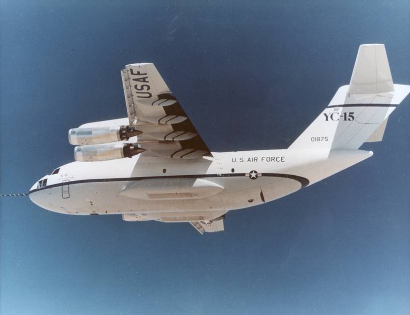 The YC-15 prototype in flight