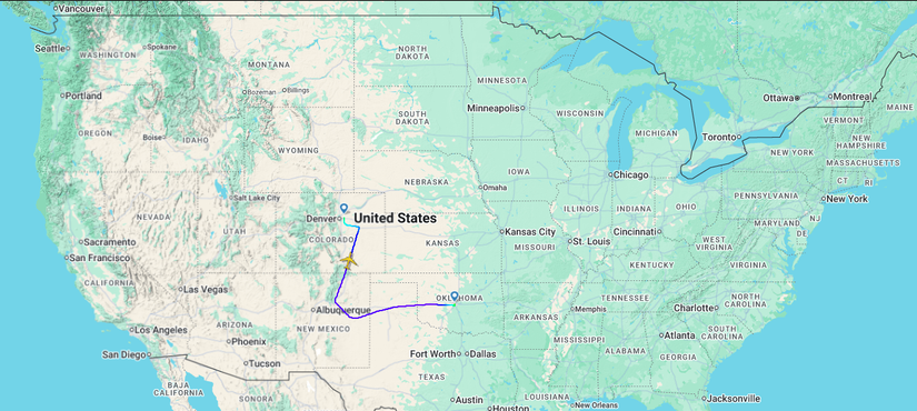 UPS OKC DEN Flight Map