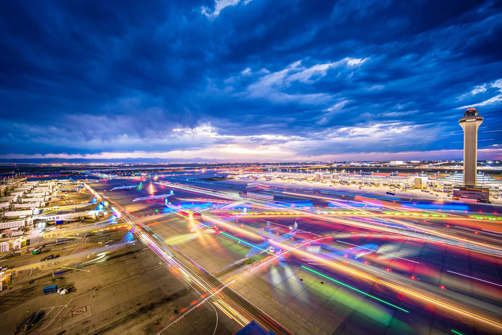 Denver International Airport at night