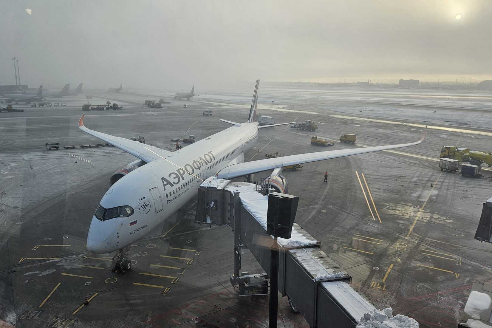 Moscow Sheremetyevo airport in the mist