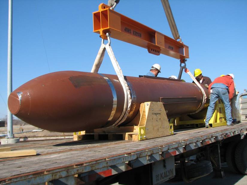 30,000-pound massive ordnance penetrator, or MOP, for a static test at White Sands Missile Range