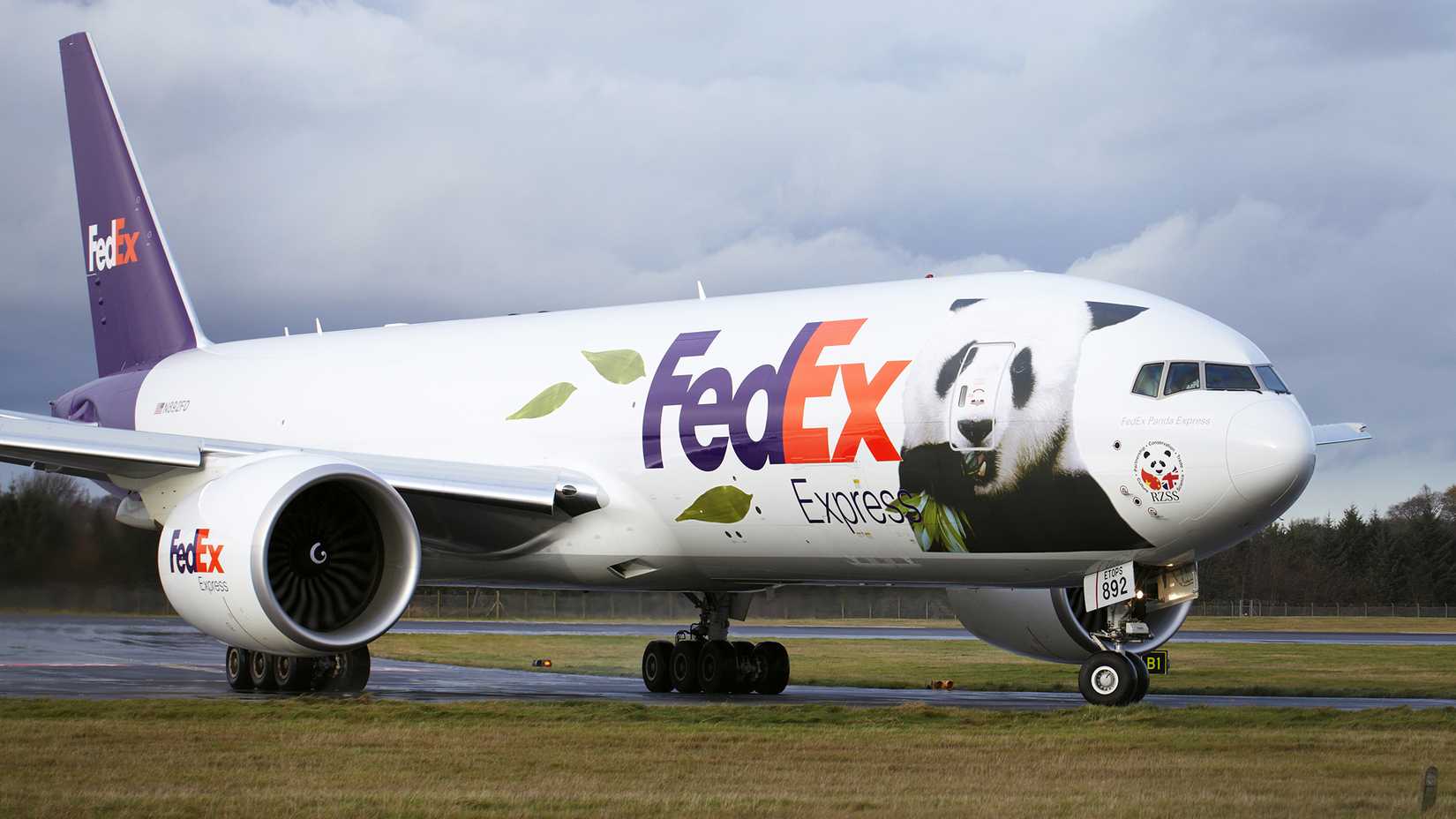 A Fedex Panda Express after landing at Edinburgh Turnhouse Airport