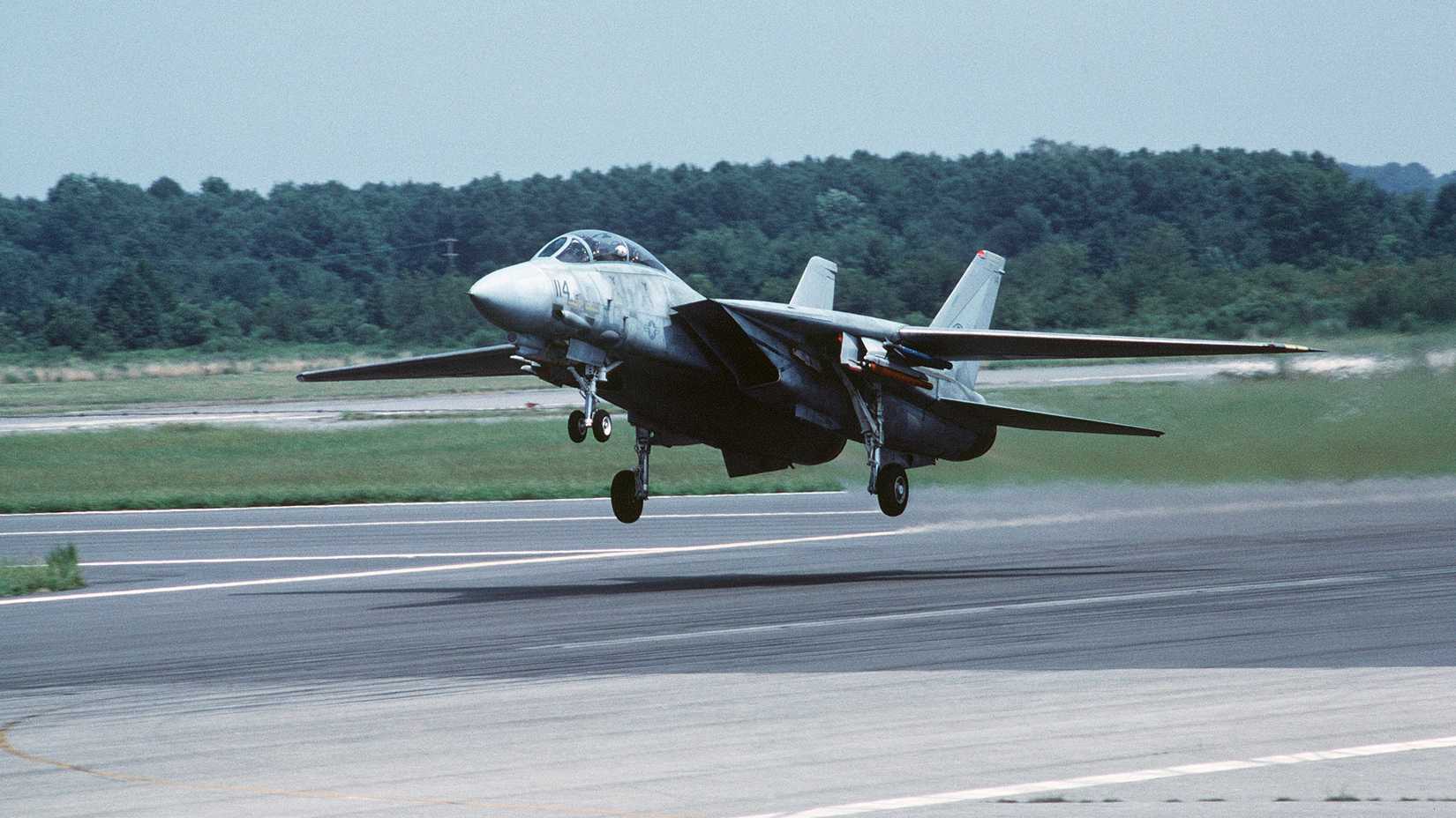 A Fighter Squadron 14 (VF-14) F-14A Tomcat aircraft takes off