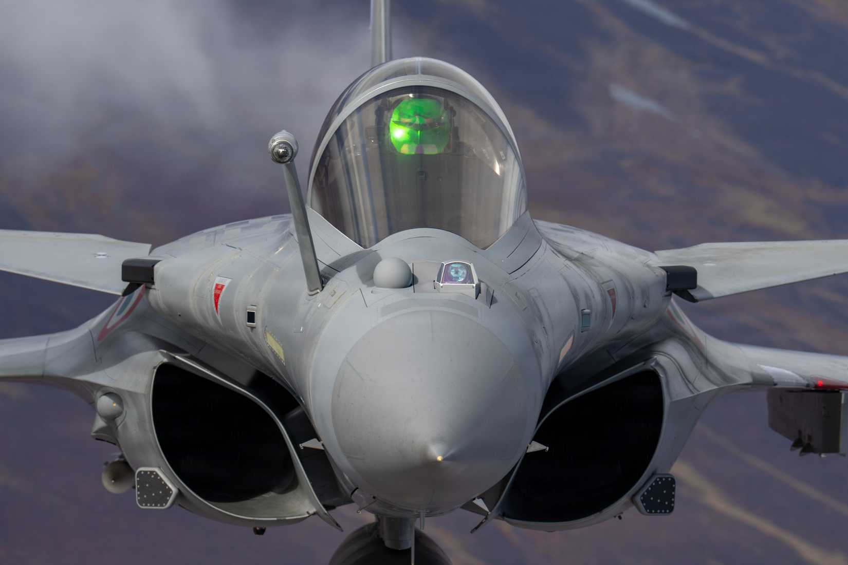 A French Air and Space Force Dassault Rafale F4 participates in a PEGASE 26 mission near Eielson Air Force Base, Alaska