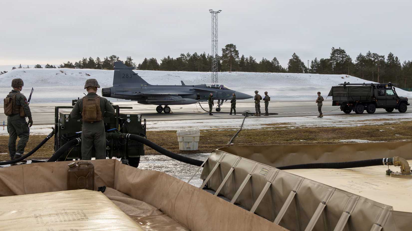 A Swedish JAS-39 Gripen at Kallax Air Base, Luleå, Sweden