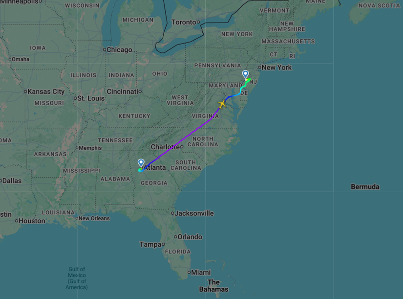 AA1428 Flight Map