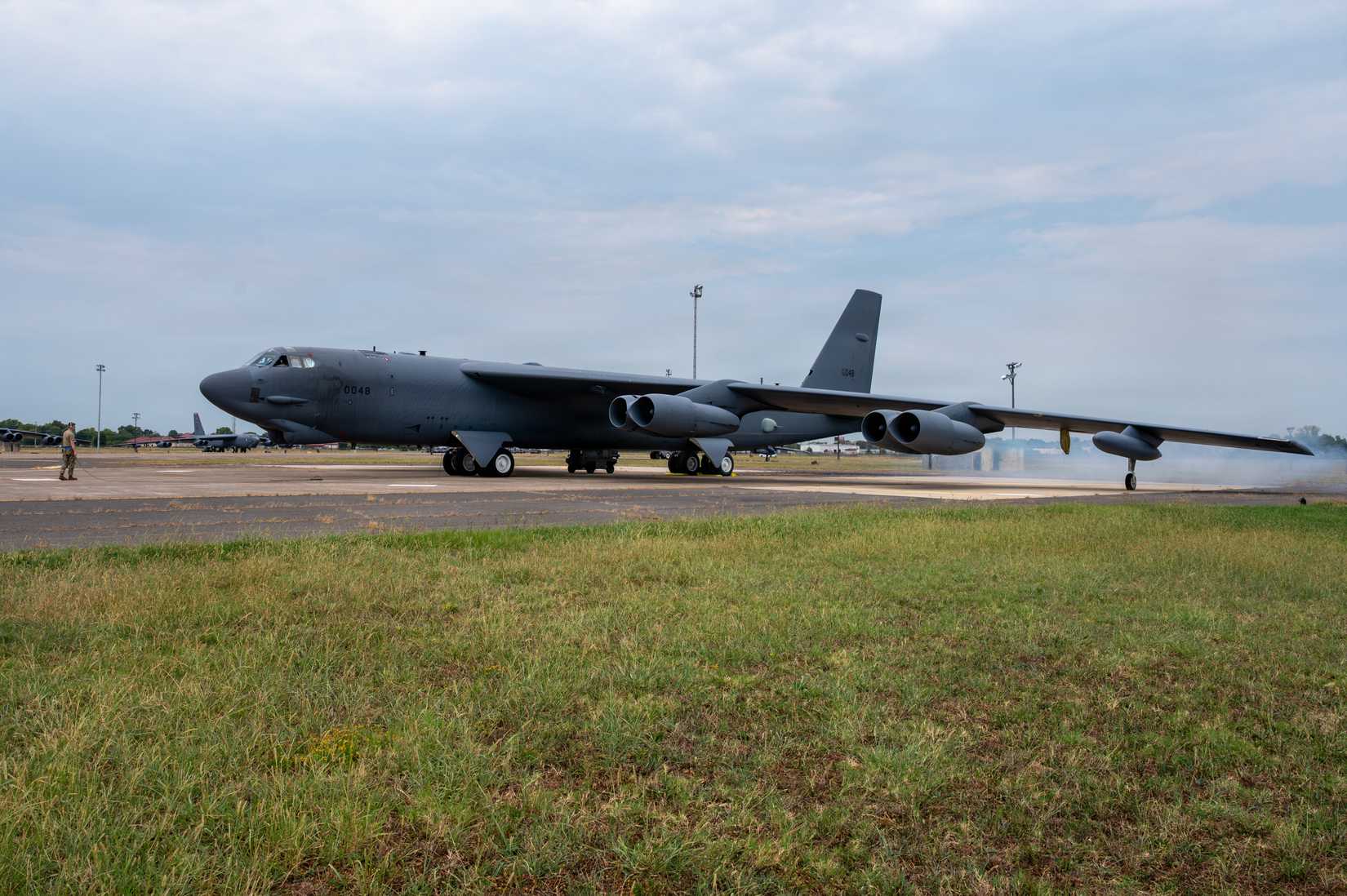 Air Force B-52H Stratofortress aircraft assigned to the 2nd Bomb Wing prepares to taxi the runway during exercise Bayou Vigilance 26-3