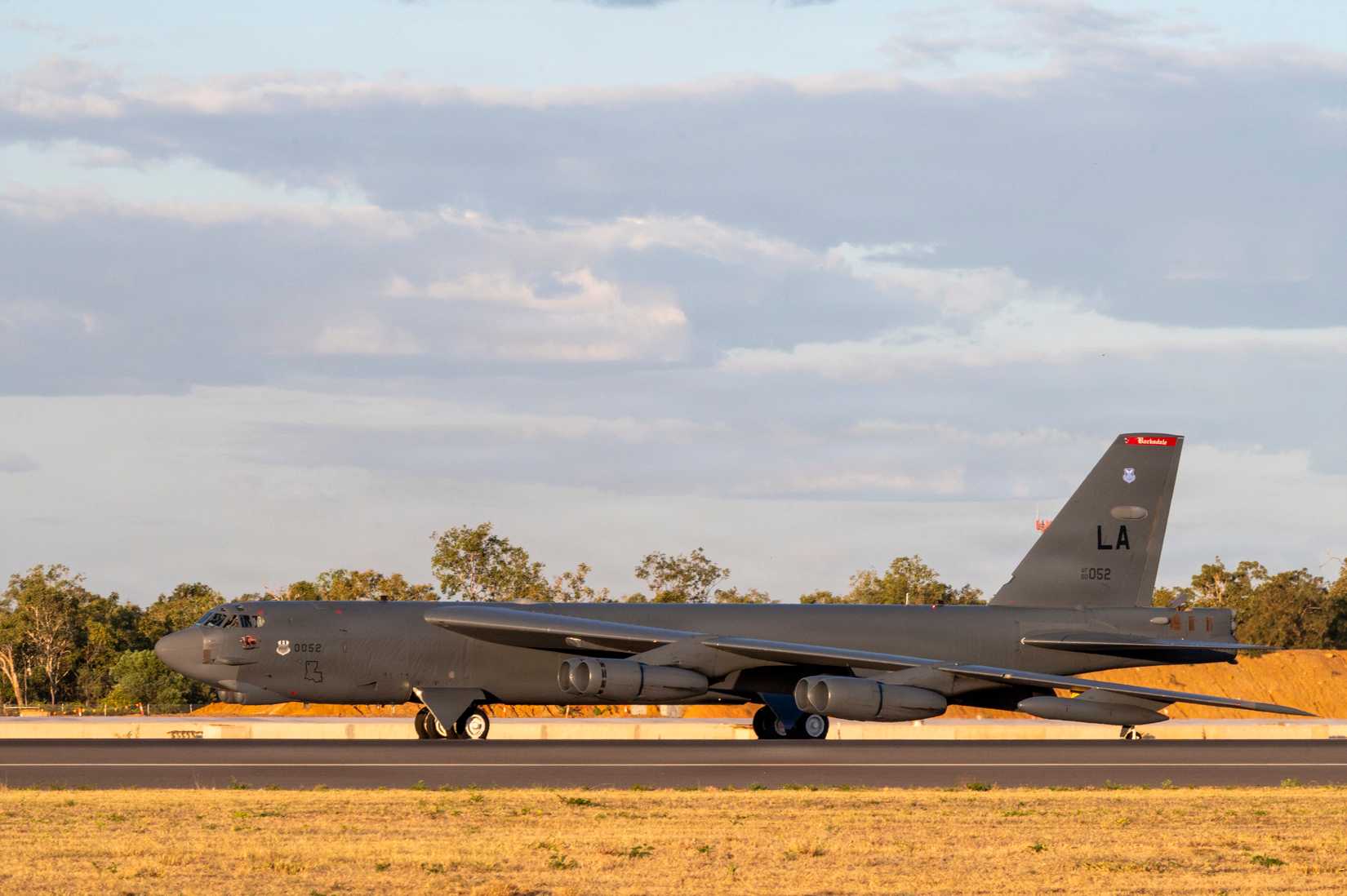 Air Force B-52H Stratofortress aircraft, assigned to the 2nd Bomb Wing, taxis