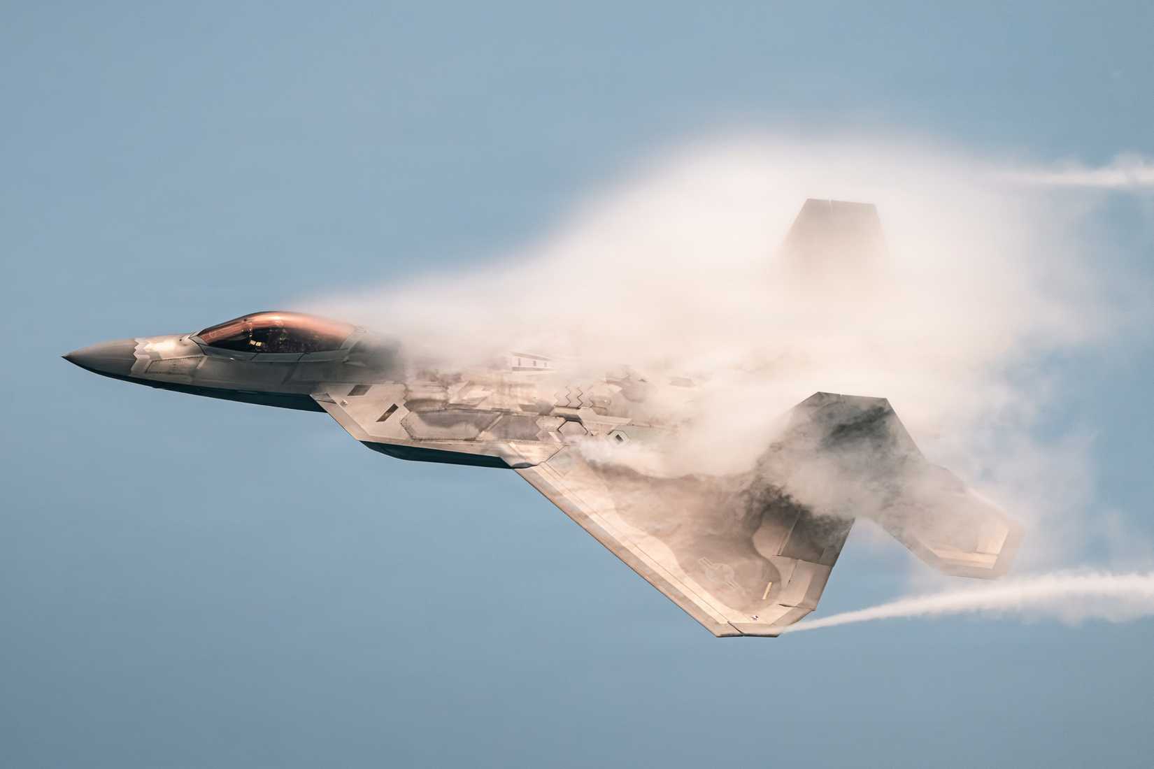 Air Force Capt. Nick “Laz” Le Tourneau, pilot and commander of the F-22 Raptor Aerial Demonstration Team, performs for the Chicago Air and Water Show