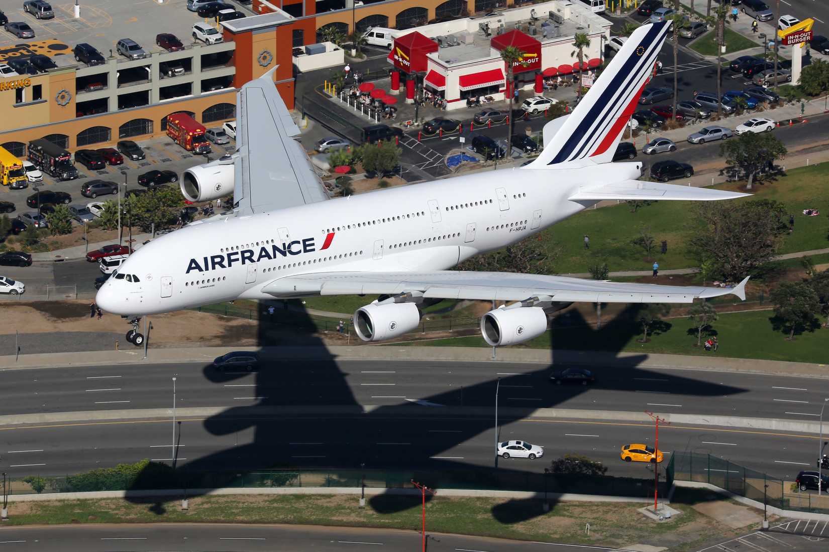 Air France Airbus A380 airplane at Los Angeles airport (LAX)