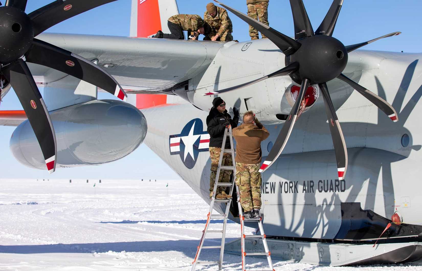 Air National Guard's 109th Airlift Wing LC-130 on ice runway